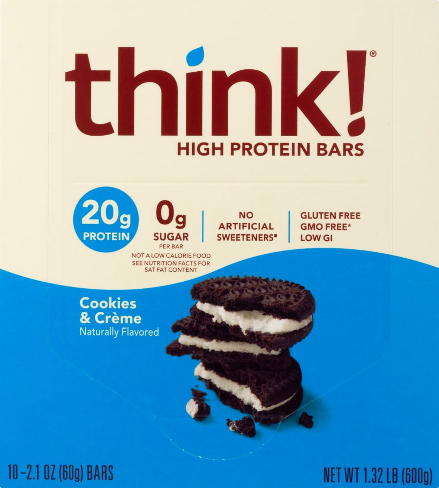 think High Protein Bars Cookies and Creme 2.1oz