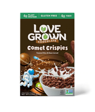 Love Grown Comet Crispies Cereal Gluten Free Chocolate 9.5 oz