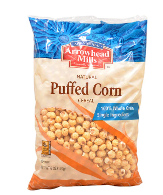 Puffed Corn Cereal 6oz Arrowhead Mills Natural 12pk