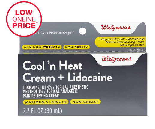 Walgreens Cool n Heat Cream Lidocaine 2.7fl oz