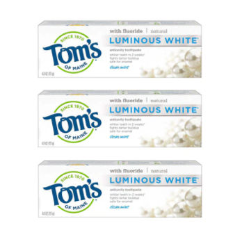 Tom's of Maine Luminous White Toothpaste Clean Mint 4oz Each Pack of 3