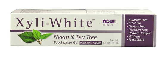 NOW Foods Solutions Xyli White Neem and Tea Tree Toothpaste Gel Mint