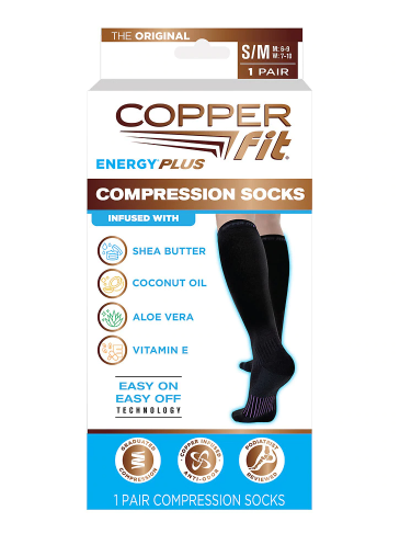Copper Fit Hydrating Socks Compression Small and Medium 1.0pr