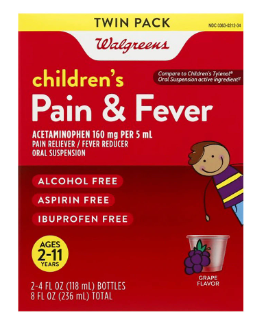 Walgreens Childrens Pain Relief Suspension Liquid 2 Pack Grape 4.0oz 2pack