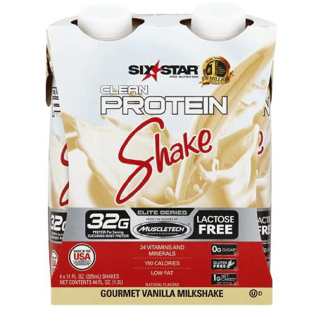 Six Star Lactose Free Protein Shake Vanilla 11.0oz 4 pack