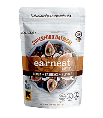 Gluten Free Earnest Eats Superfood Oatmeal Cocoa Cashew Pepitas 12.6oz
