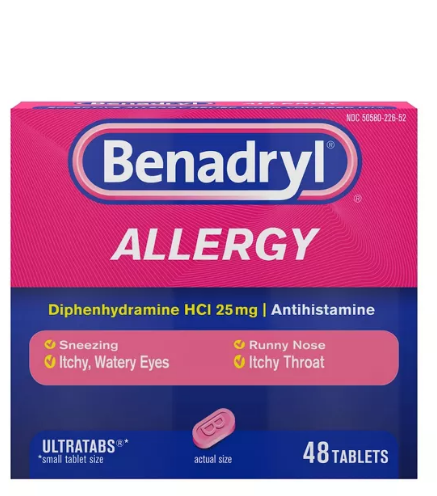 Ultratabs Allergy Relief Tablets Diphenhydramine Benadryl 48ct