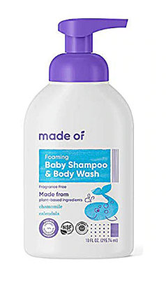 MADE OF Organic Foaming Baby Shampoo and Body Wash 10 oz