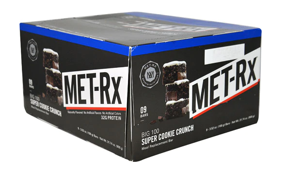 MET Rx BIG 100 Meal Replacement Bar Super Cookie Crunch 9 Bars