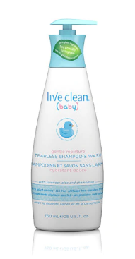 Live Clean Baby Gentle Moisture Tearless Shampoo and Wash 25floz