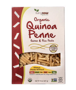 NOW Foods Livingnow Organic Quinoa and Rice Penne Pasta 8 oz