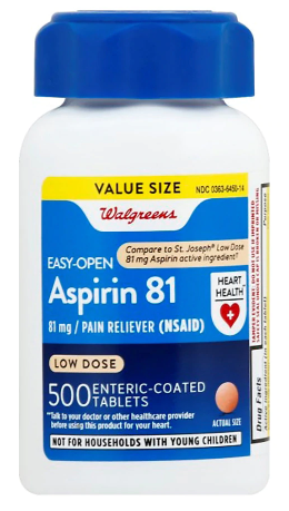 Walgreens Low Dose 81mg Aspirin Safety Coated Tablets 500.0ea