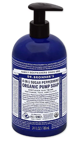 Pump Soap Dr. Bronners 12oz 4in1 Sugar Peppermint Organic