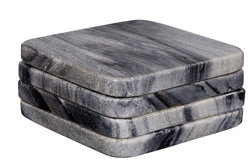 Home Essentials and Beyond 4 Piece 4inches Square Coaster Set