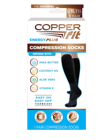 Copper Fit Hydrating Socks Large Compression and Xlarge 1.0pr
