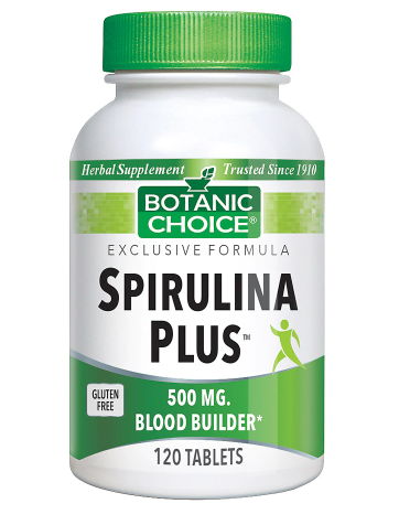 Botanic Choice Spirulina Plus 500 mg Herbal Supplement 120 Tablets