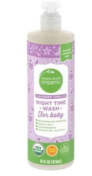 Simple Truth Organic Night Time Wash For Baby Lavender Vanilla 16 fl oz