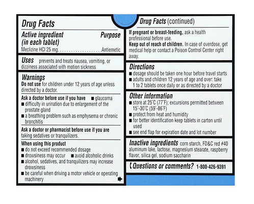 Walgreens Motion Sickness Relief Chewable Tablet