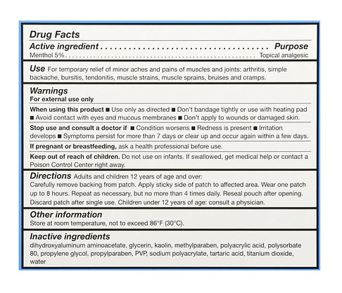 Walgreens Cool n Heat Back Patches 5.0ea