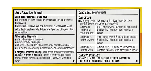 Walgreens Wal Dram Antimetic Travel Sicknes Tablet