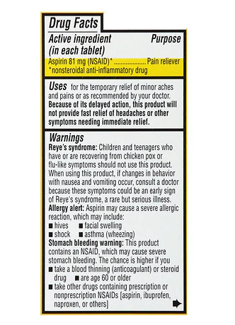 Walgreens Dye Free Aspirin Low Dose 81mg