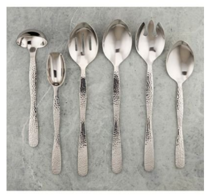 Metalcraft American 12 In Notched Spoon w Hammered Handle