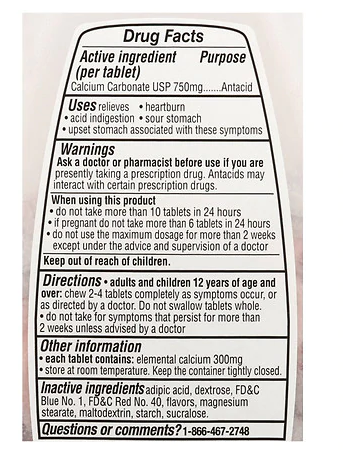 Walgreens Extra Antacid 750 mg 96.0ea