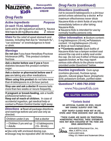 Nauzene Kids Upset Stomach Relief Liquid Natural Grape 4.0floz