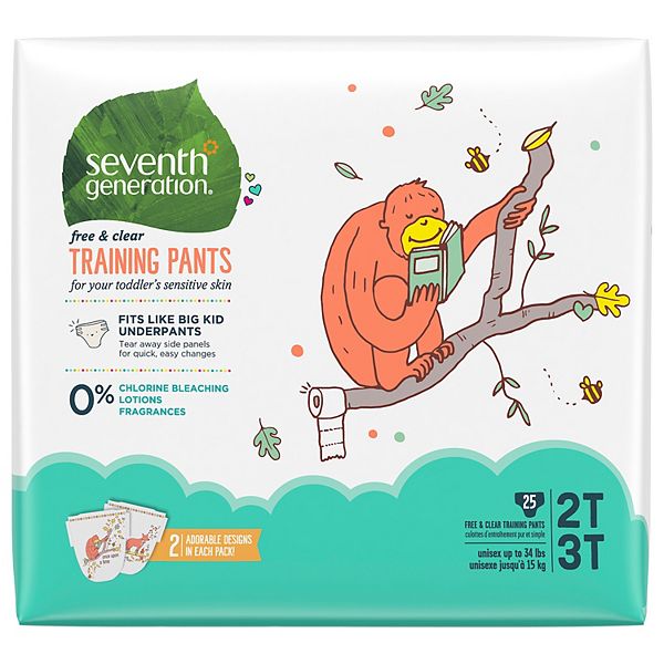 Seventh Generation Training Pants 2T 3T 25 Pants