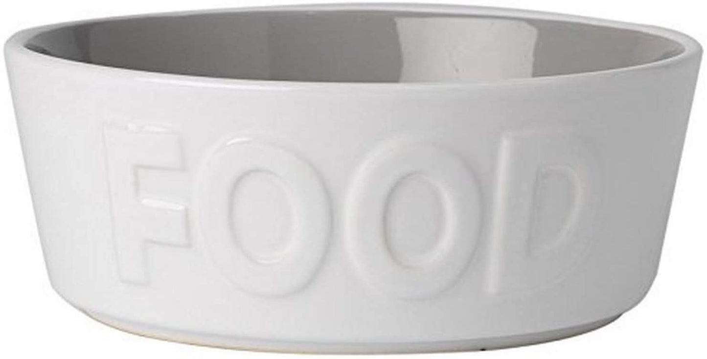 Pet Rageous Designs White and Grey Pet Food Bowl