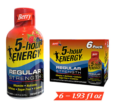 Regular Strength Berry ENERGY Shot 1.93oz 6pk 5Hour