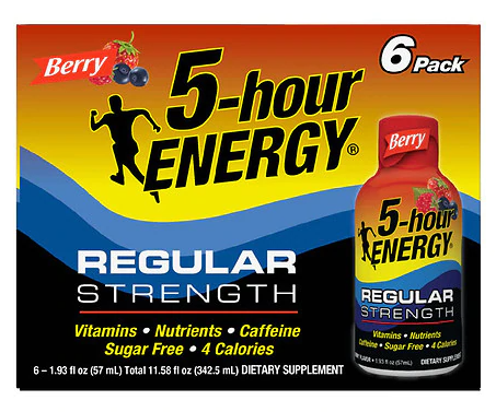 Regular Strength Berry ENERGY Shot 1.93oz 6pk 5Hour