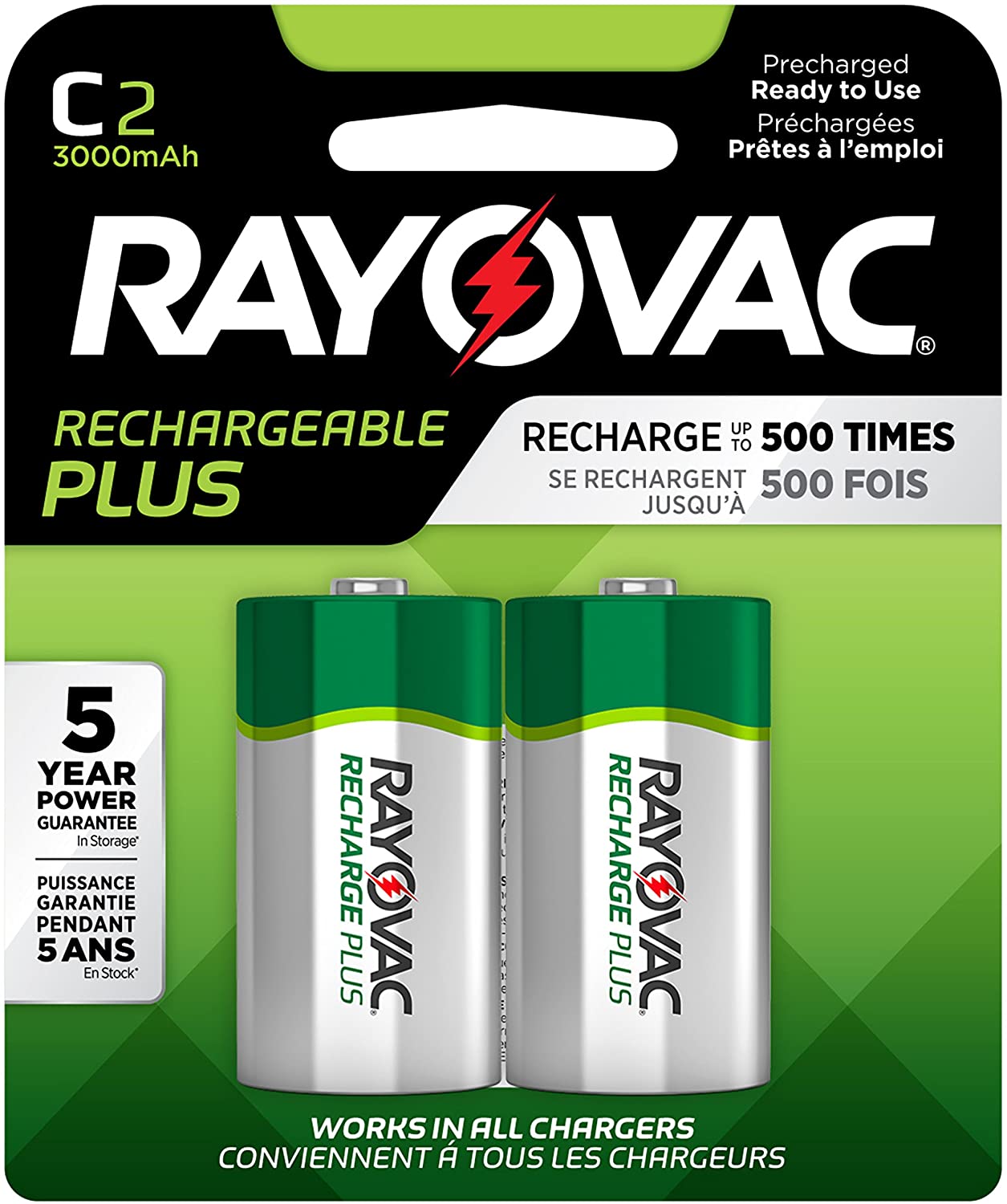 Rayovac Recharge Plus NiMH C Batteries 2 Pack