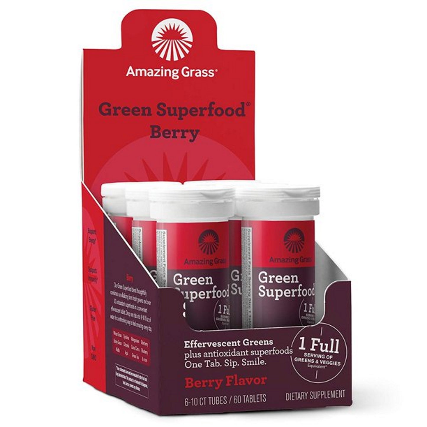Superfood Amazing Grass Effervescent Berry 10.0ea 6pack