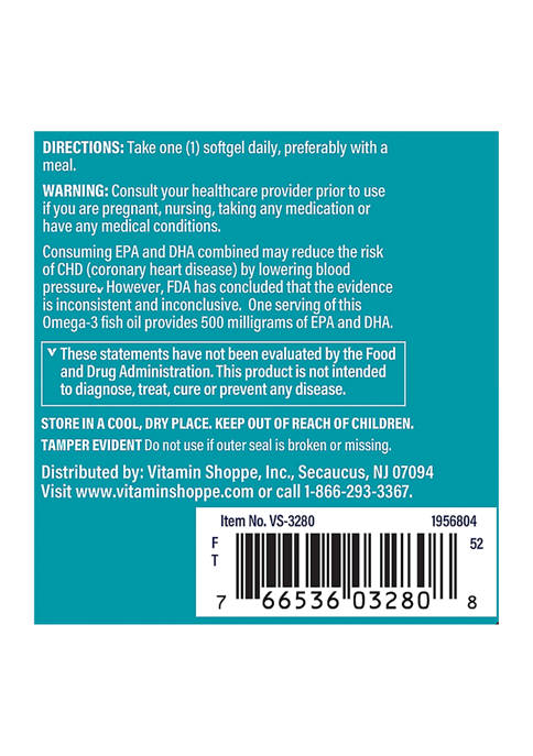 The Vitamin Shoppe Omega 3 Fish Oil 1000 MG