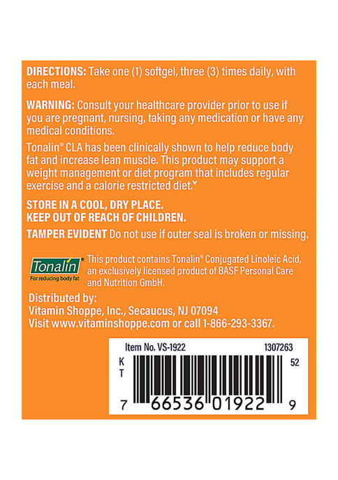 The Vitamin Shoppe Tonalin CLA 1000 MG 90 Softgels