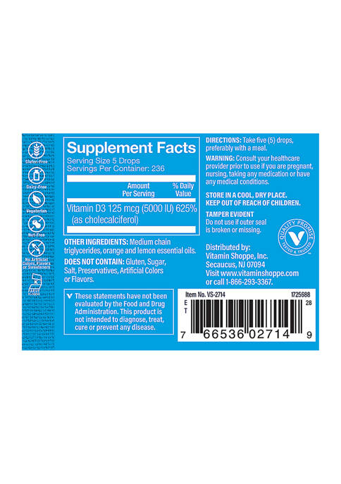 The Vitamin Shoppe Liquid Vitamin D3 5000 IU