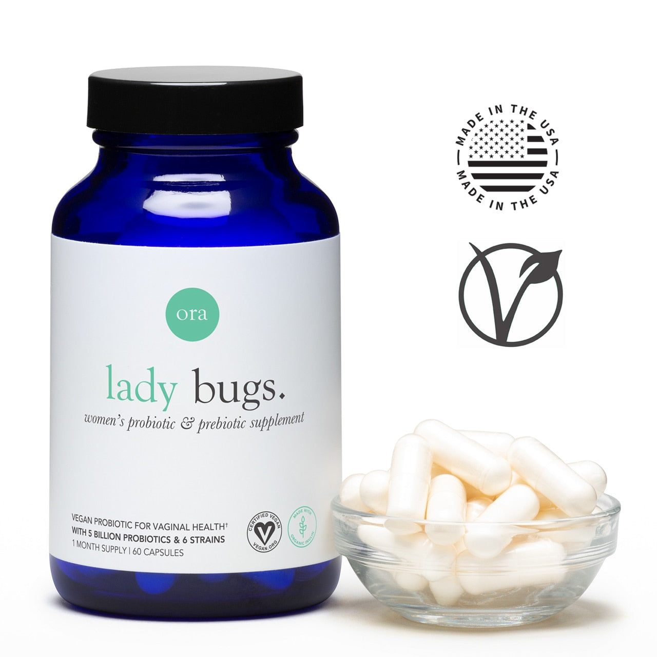 Ora Organic Lady Bugs Women Probiotic Capsules 60.0ea