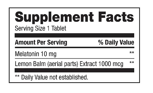 Finest Nutrition Melatonin 10mg with LemonBalm 2pk