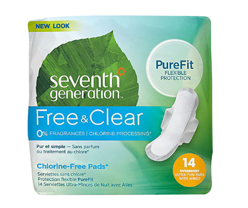 Seventh Generation Chlorine Free Ultra Thin Overnight Pads  14 Pads
