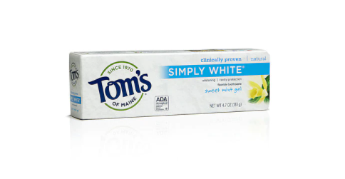 Tom's of Maine Simply White Fluoride Natural Toothpaste Sweet Mint Gel 4.7oz