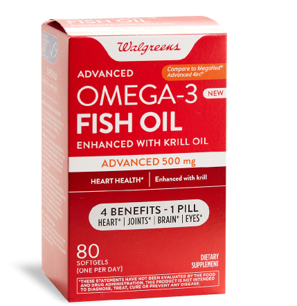Walgreens Advanced Omega 3 Fish Oil 500 mg 80 ea.