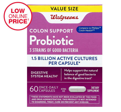 Walgreens Probiotic Colon Support Dietary Supplement Caps 60ea