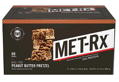 MET Rx BIG 100 Meal Replacement Bar Peanut Butter Pretzel  9 Bars