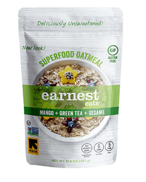 Gluten Free Earnest Eats Superfood Oatmeal Mango Green Tea Sesame 12.6oz
