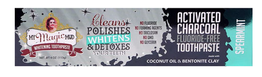 My Magic Mud Whitening Toothpaste with Activated Charcoal Spearmint  4 oz