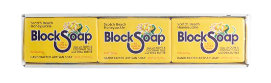 Block Island Block Soap Bar Scotch Beach Honeysuckle 4.5 Oz 3 Pack