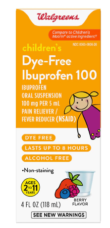 Walgreens Childrens Ibuprofen 100 mg Oral Suspension Dye Free Berry