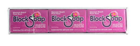 Block Island Block Soap Bar Mansion Beach Plum Rose 4.5 Oz  3 Pack