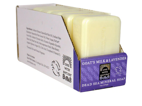One With Nature Dead Sea Mineral Bar Soap Goats Milk and Lavender  6 Bars